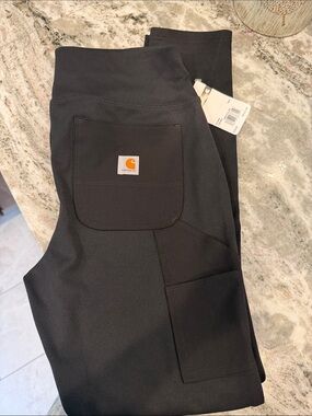 Women’s Carhartt Black Utility Work Pants with Logo Patch Stretch Size S